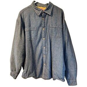 Vintage 90s Wrangler Shirt Men 2XL Blue Denim Sherpa Thick Fleece Lined Jacket